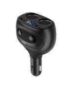 Автомобільний зарядний пристрій XO CC41 4-in-1 2USB 3.1A 2Cigarette lighter 6A LED, Black