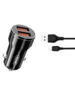 Автомобильное зарядное устройство XO CC48 2 USB 2.4A cable USB-Lightning, Black