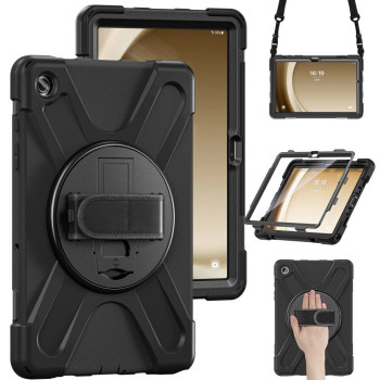 Противоударный чехол-накладка Armor Rotating Bracelet для Samsung Galaxy Tab A9 Plus с поворотным кронштейном и ремнем