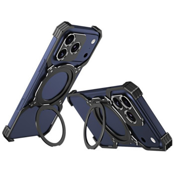 Чохол Metal Bamper для iPhone 17 Pro Max з кільцем – підставкою та захисною рамкою на камеру