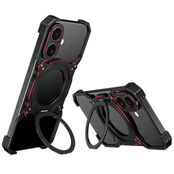 Чохол Metal Bamper для iPhone 17 з кільцем – підставкою та захисною рамкою на камеру