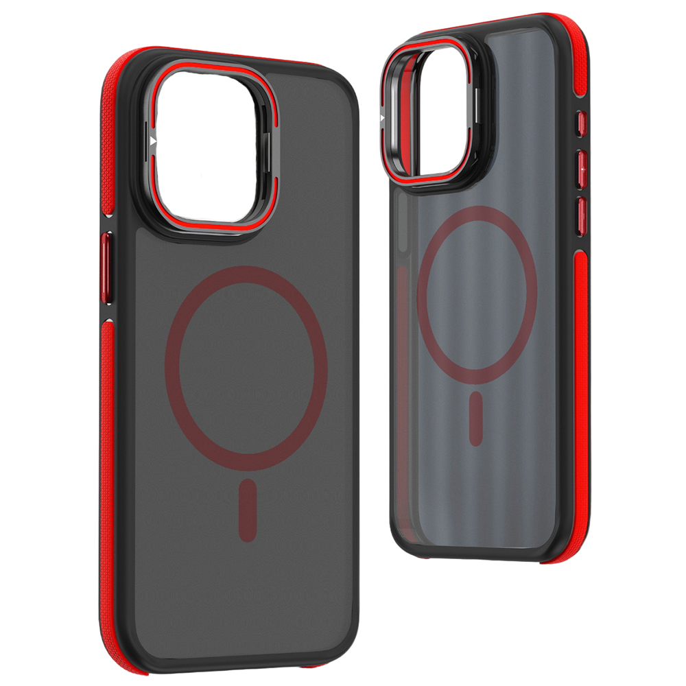 Матовый чехол - накладка Dual Color Camera Stand для iPhone 16 Plus красный