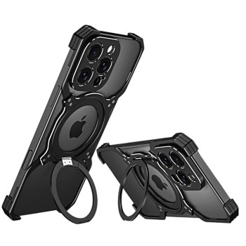 Чехол Metal Bamper with Ring для iPhone 16 Pro Max с защитой на камеру