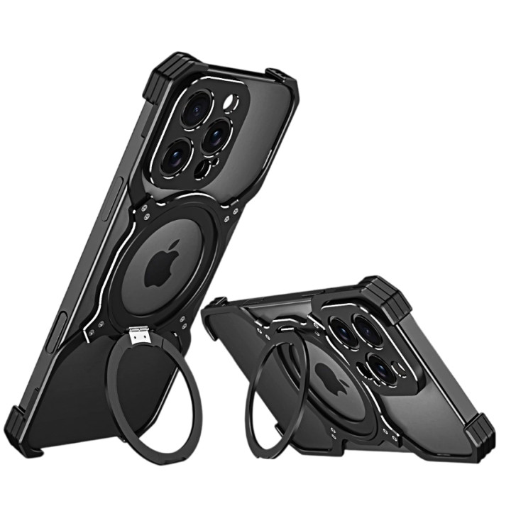 Чехол Metal Bamper Case з магнітним кільцем для iPhone 16 Pro с защитой на камеру