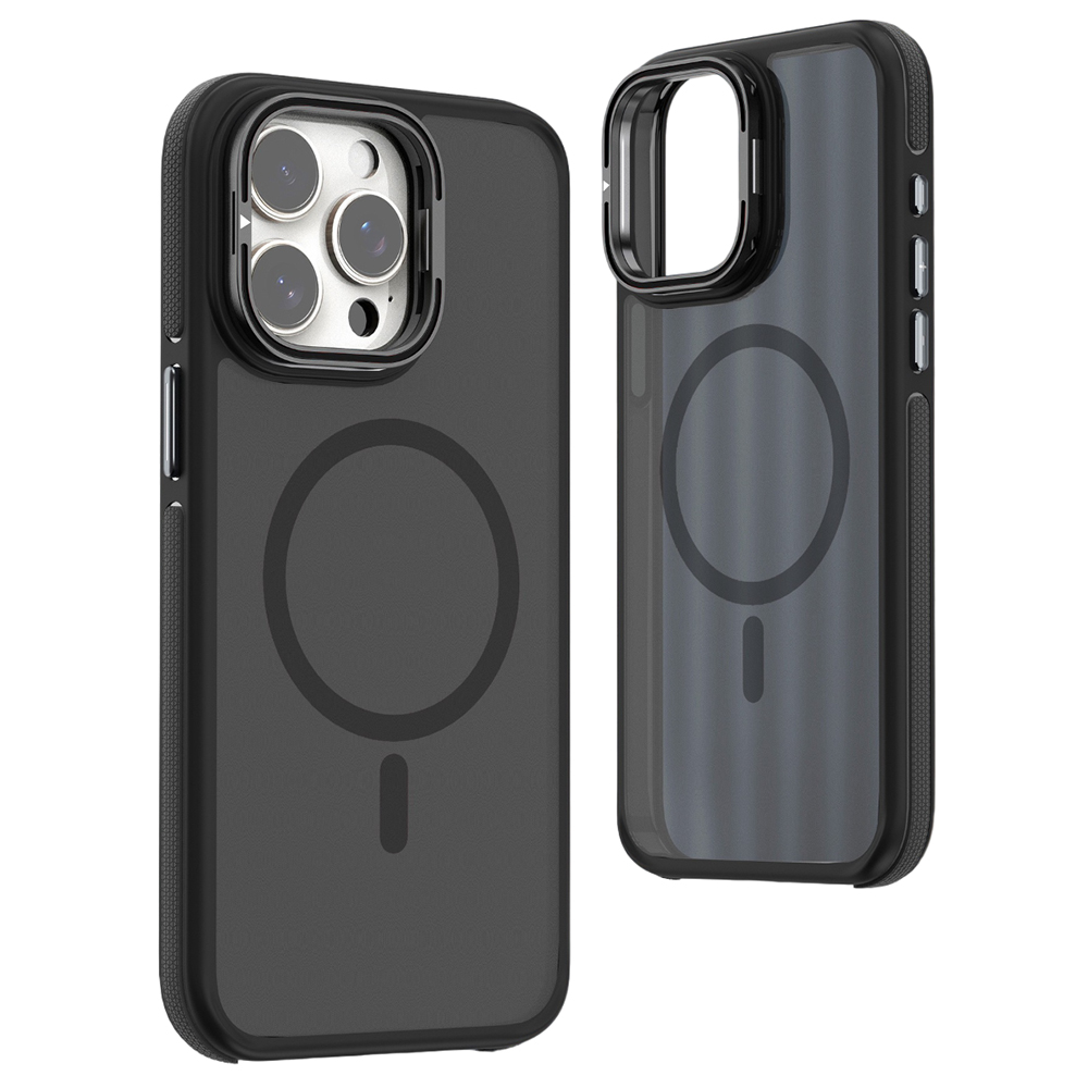 Матовий чохол – накладка Dual Color Camera Stand для iPhone 16 Pro Max чорний
