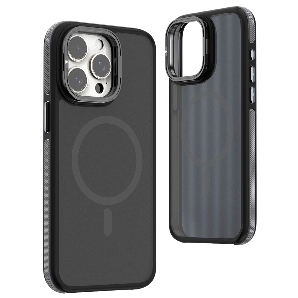 Матовий чохол – накладка Dual Color Camera Stand для iPhone 16 Pro Max сірий