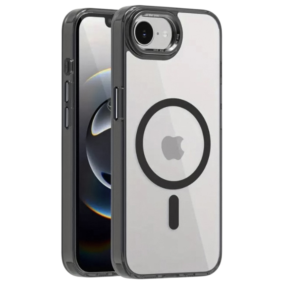 Чехол - накладка Ice Color Frame Magnetic Ring для iPhone 16e с магнитным кольцом чёрный