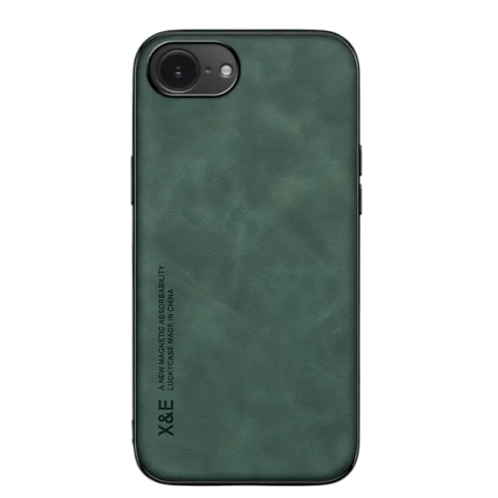 Кожаный чехол - накладка X&E для iPhone 16e с металлической вставкой