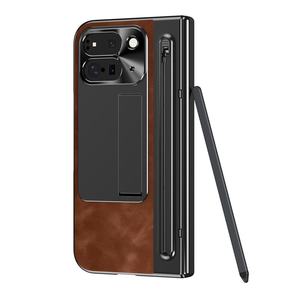 Чохол Vintage Leather Stand для Google Pixel 10 Pro Fold з підставкою та стилусом коричневий