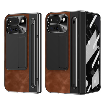 Чохол Vintage Leather Stand для Google Pixel 10 Pro Fold з підставкою та стилусом