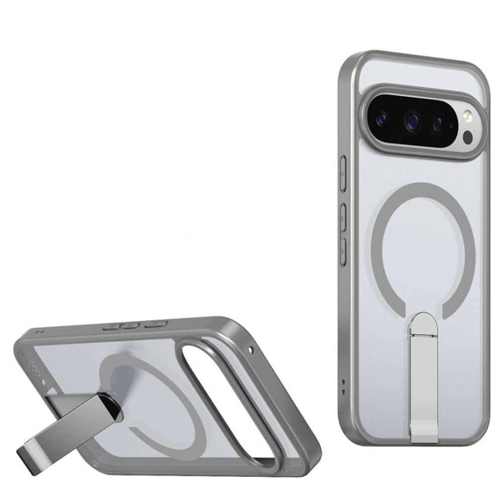 Чехол Color Matte with Metal Stand для Google Pixel 10 Pro XL с поддержкой беспроводной зарядки и выдвижной подставкой серый