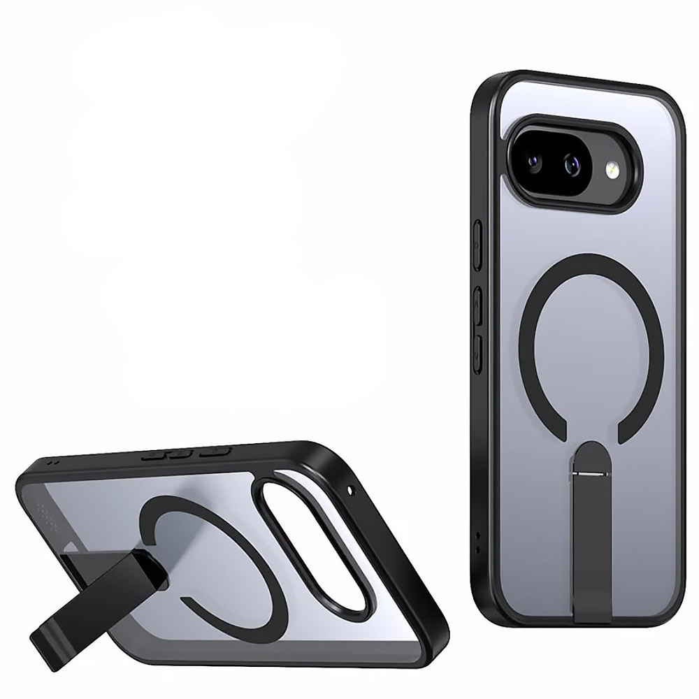 Чехол Color Matte with Metal Stand для Google Pixel 9A с поддержкой беспроводной зарядки и выдвижной подставкой черный