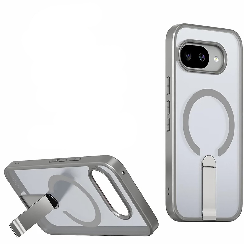 Чехол Color Matte with Metal Stand для Google Pixel 9A с поддержкой беспроводной зарядки и выдвижной подставкой серый