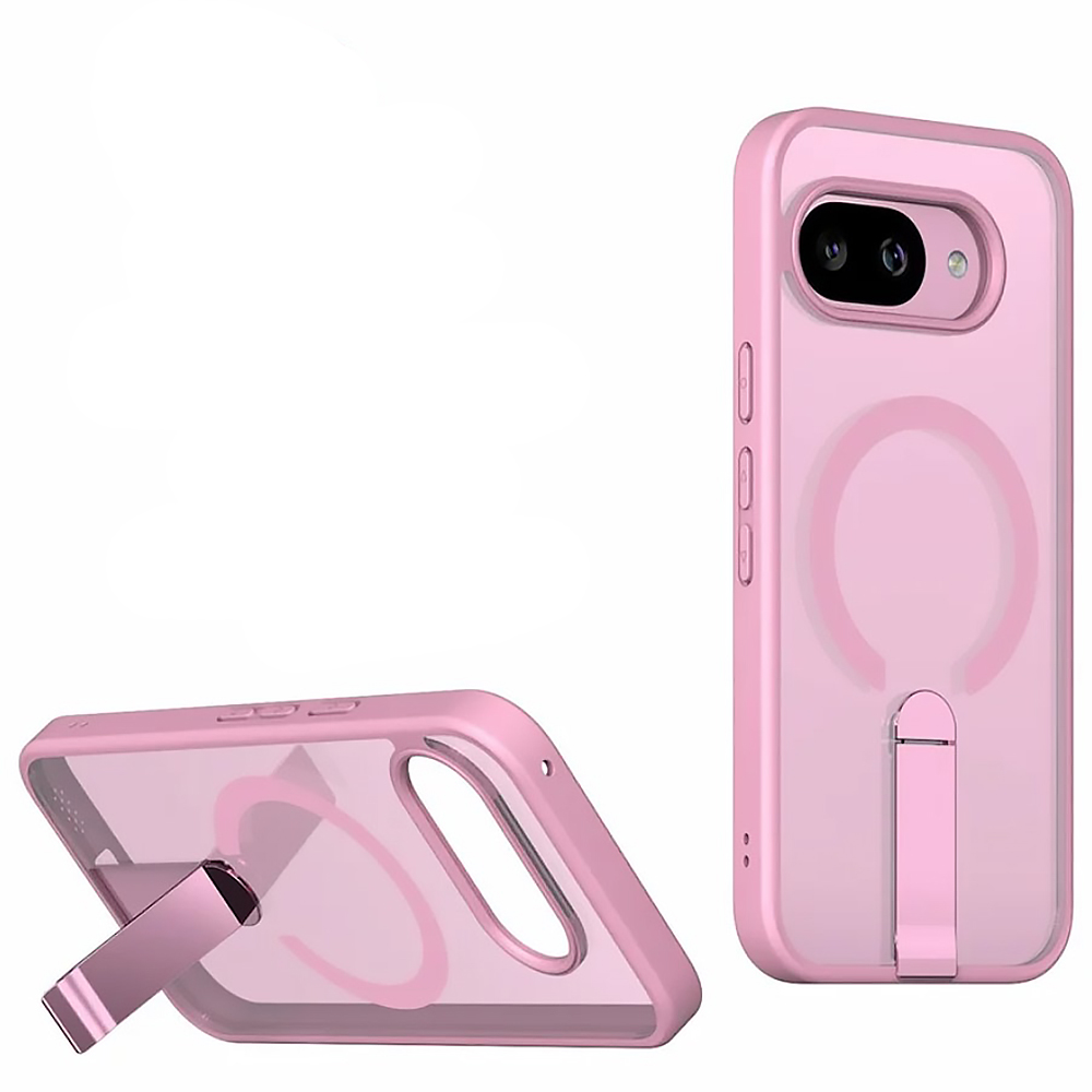 Чехол Color Matte with Metal Stand для Google Pixel 9A с поддержкой беспроводной зарядки и выдвижной подставкой розовый