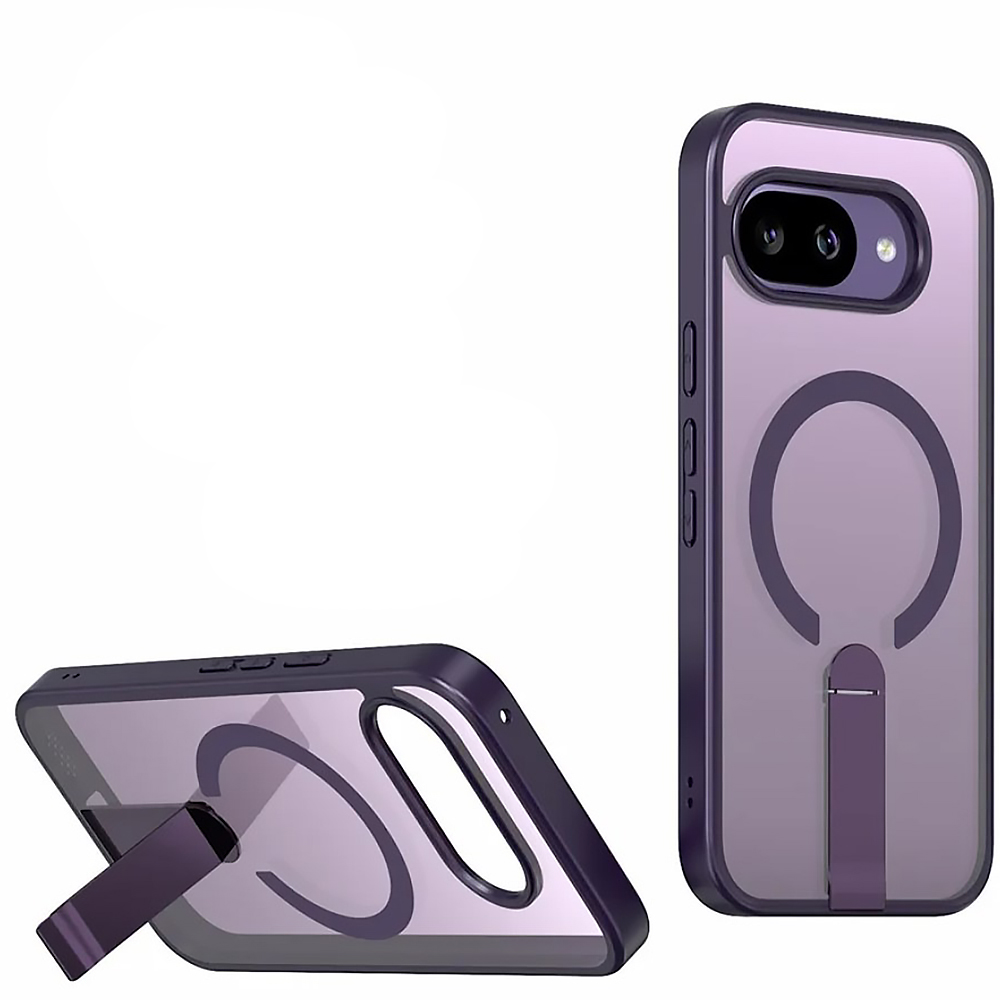Чехол Color Matte with Metal Stand для Google Pixel 9A с поддержкой беспроводной зарядки и выдвижной подставкой фиолетовый