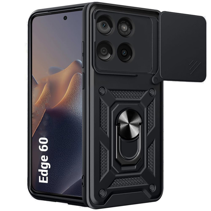 Чехол Ricco Camera Sliding для Motorola Edge 60 с защитной шторкой на камеру и металлическим кольцом