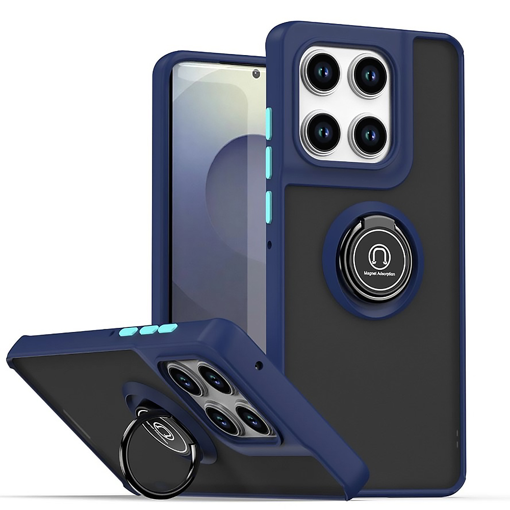 Чехол TPU Color Matte Ring для Motorola Edge 60 с кольцом - подставкой синий