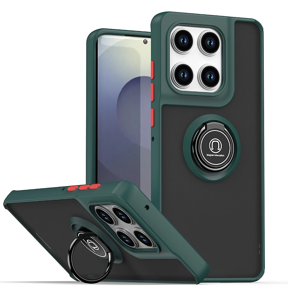 Чехол TPU Color Matte Ring для Motorola Edge 60 с кольцом - подставкой зелёный