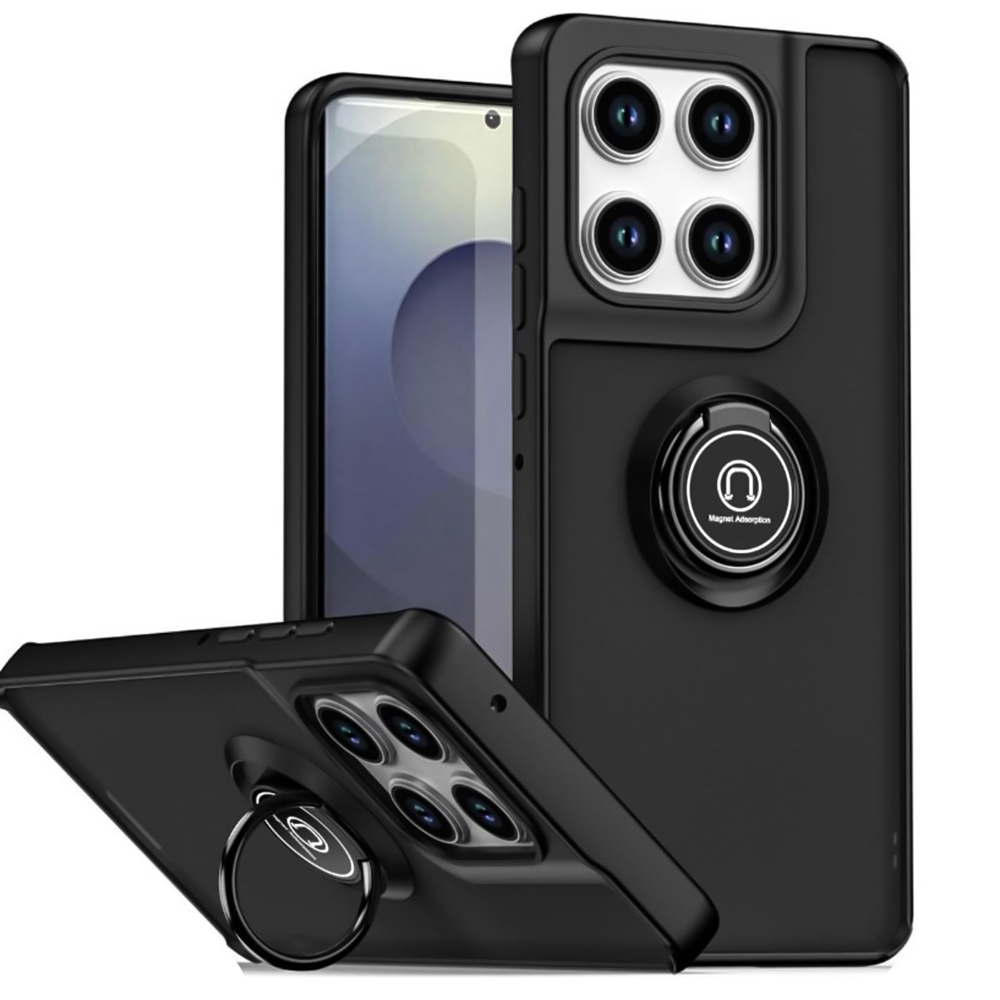 Чохол TPU Color Matte Ring для Motorola Edge 60 з кільцем - підставкою чорний
