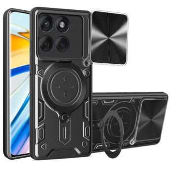 Чехол Omeve Magnetic Ring для Motorola Edge 60 с защитной шторкой на камеру