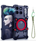 Чохол Metal Cyber Bamper для Motorola Edge 70 з кільцем та шнурком-тримачем