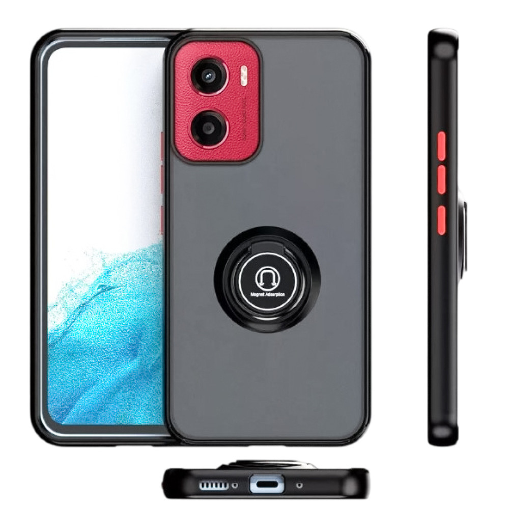 Чехол - накладка TPU Color Matte Ring для Motorola Moto G05 черно-красный