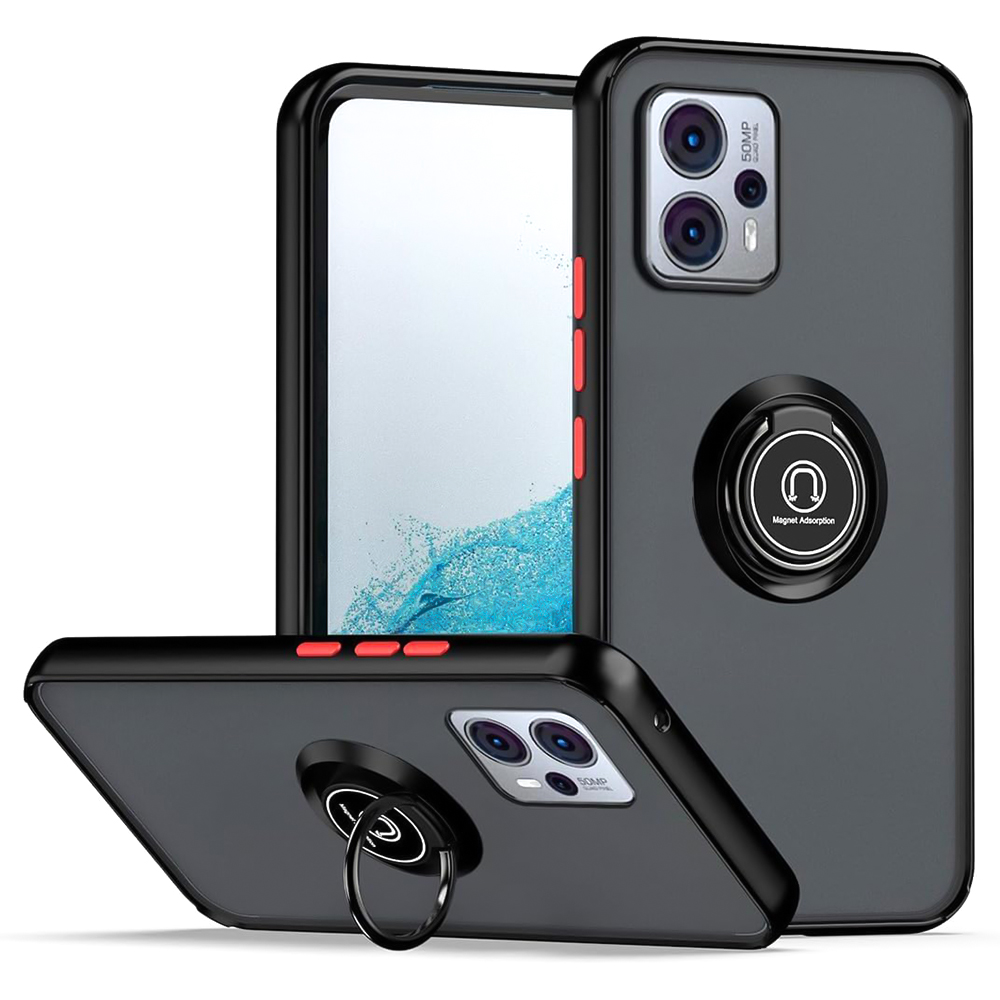 Чохол накладка TPU Color Matte Ring для Motorola Moto G13 / G23 / G53 чорно-червоний