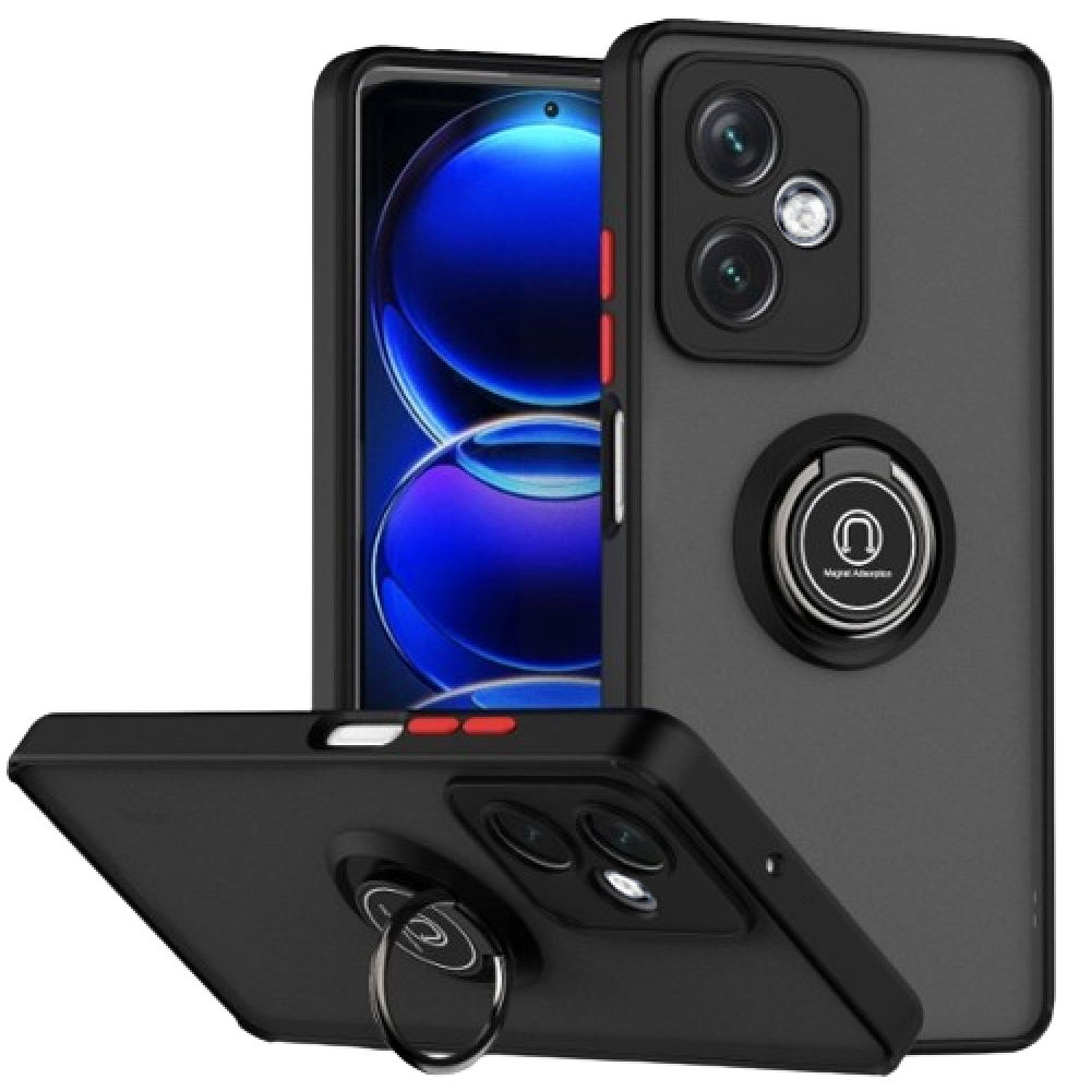 Чехол - накладка TPU Color Matte Ring для Motorola Moto G54 черный с красным
