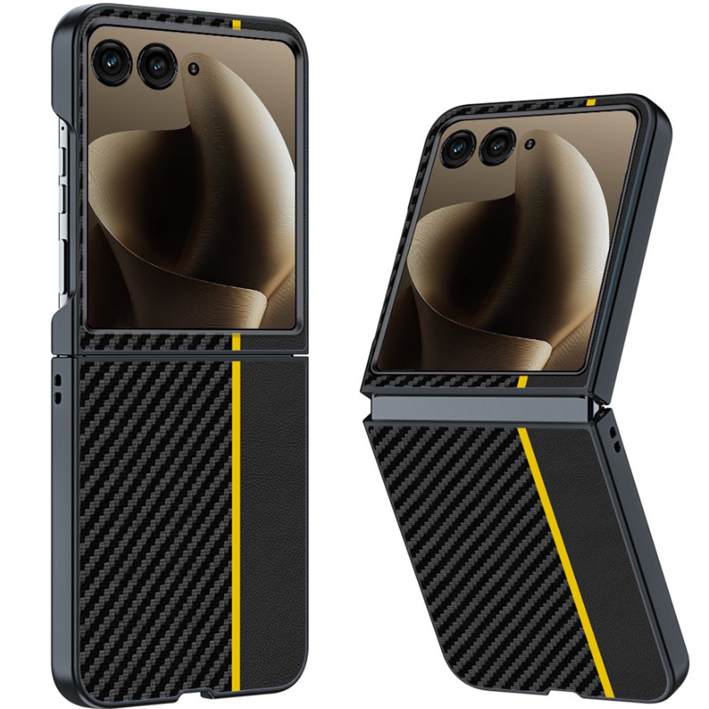 Чохол Carbon Color Line для Motorola Razr 70 Ultra / 60 Ultra чорний з жовтим
