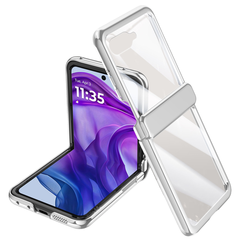 Чехол накладка OMEVE Color Frame для Motorola Razr 50 / Razr 2024 серебряный