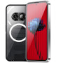 Чехол накладка Metal Glass для Nothing Phone (2a) / (2a) Plus с металлическим кольцом и дополнительной защитой на камеру черный