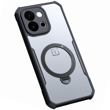 Противоударный чехол XUNDD Texture with Ring для OnePlus 13T с магнитным кольцом – подставкой, Black