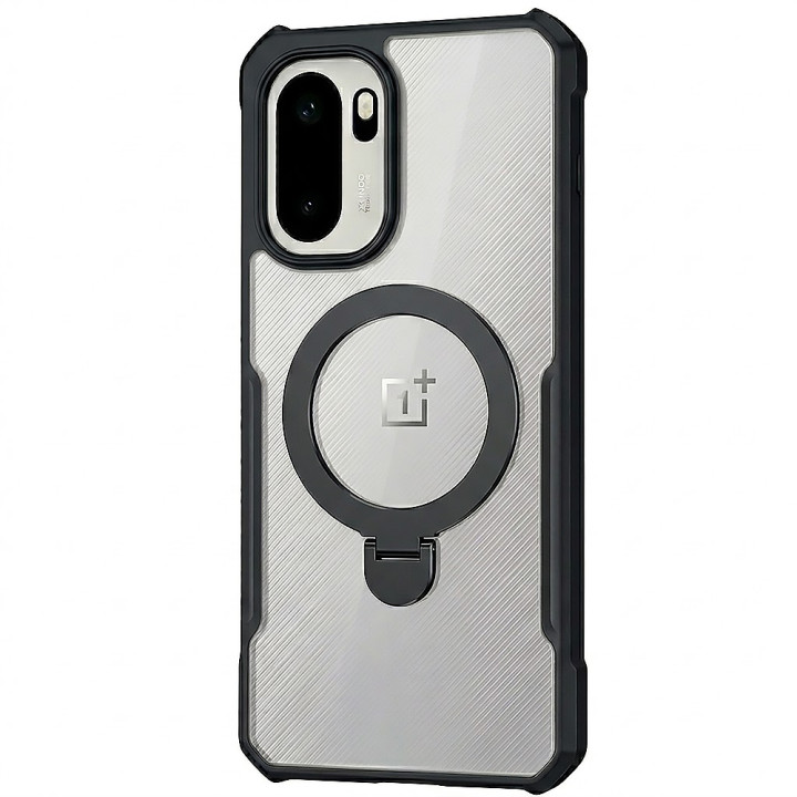 Протиударний чохол XUNDD Texture with Ring для Oneplus Ace 6 / 15R з магнітним кільцем - підставкою, Black