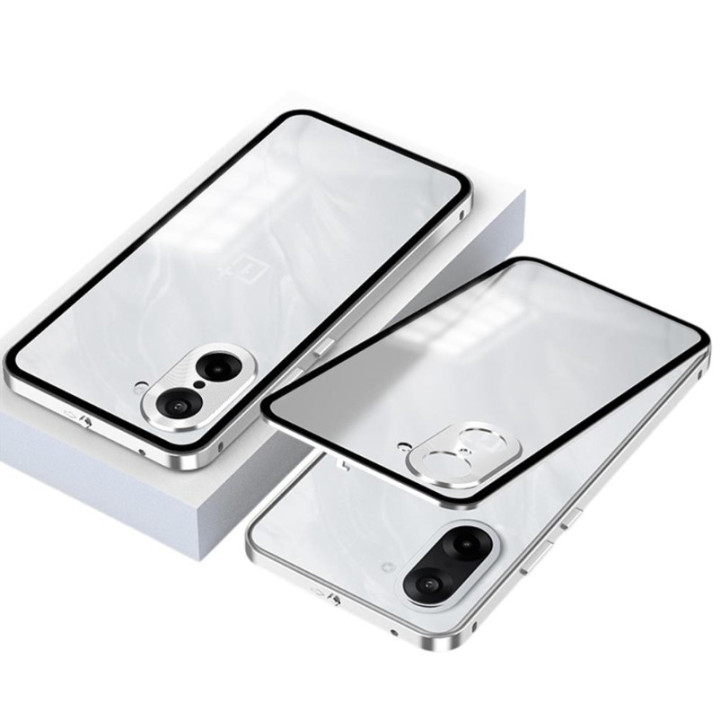 Чехол - накладка Metal Glass для Oneplus Nord CE5 с металлическим кольцом и дополнительной защитой на камеру