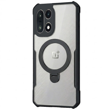 Противоударный чехол XUNDD Texture with Ring для Oneplus 15 магнитным кольцом – подставкой, Black