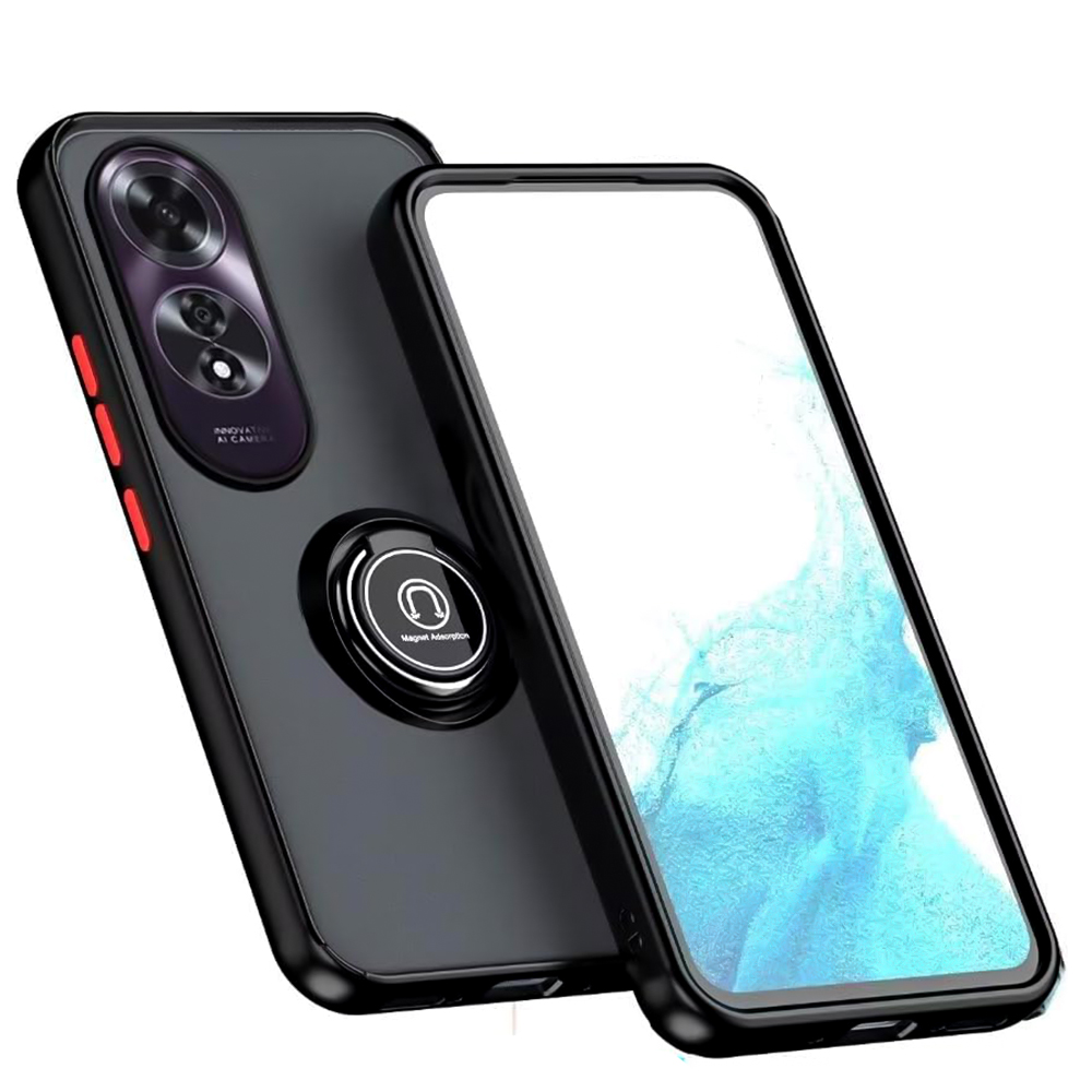 Чохол - накладка TPU Color Matte Ring для Oppo A60 чорний з червоним