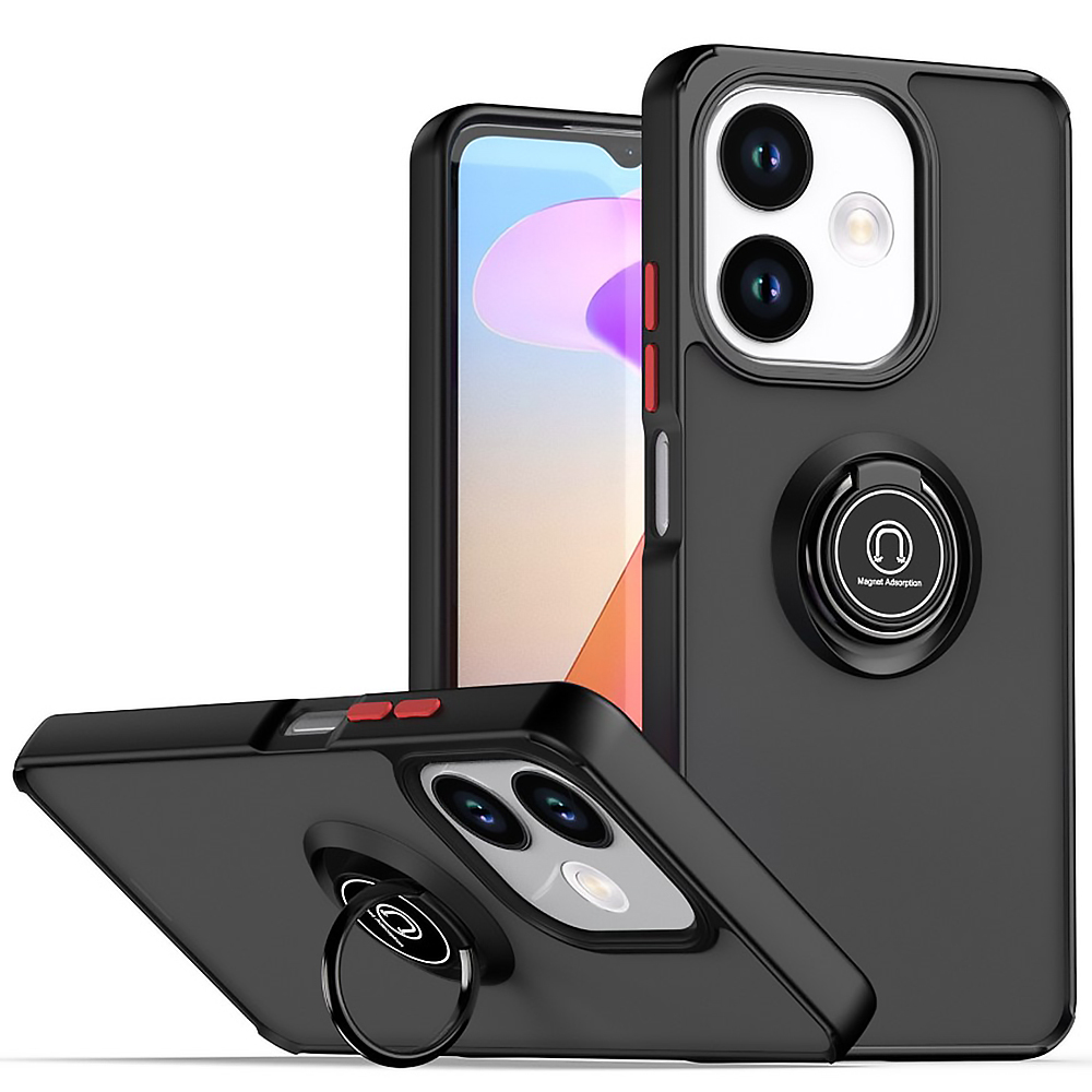 Чехол - накладка TPU Color Matte Ring для Oppo A5 Pro черный с красным