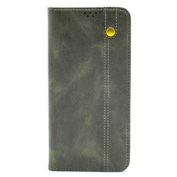 Шкіряний чохол книжка Epik Rivet New для Apple iPhone 12, Dark Green