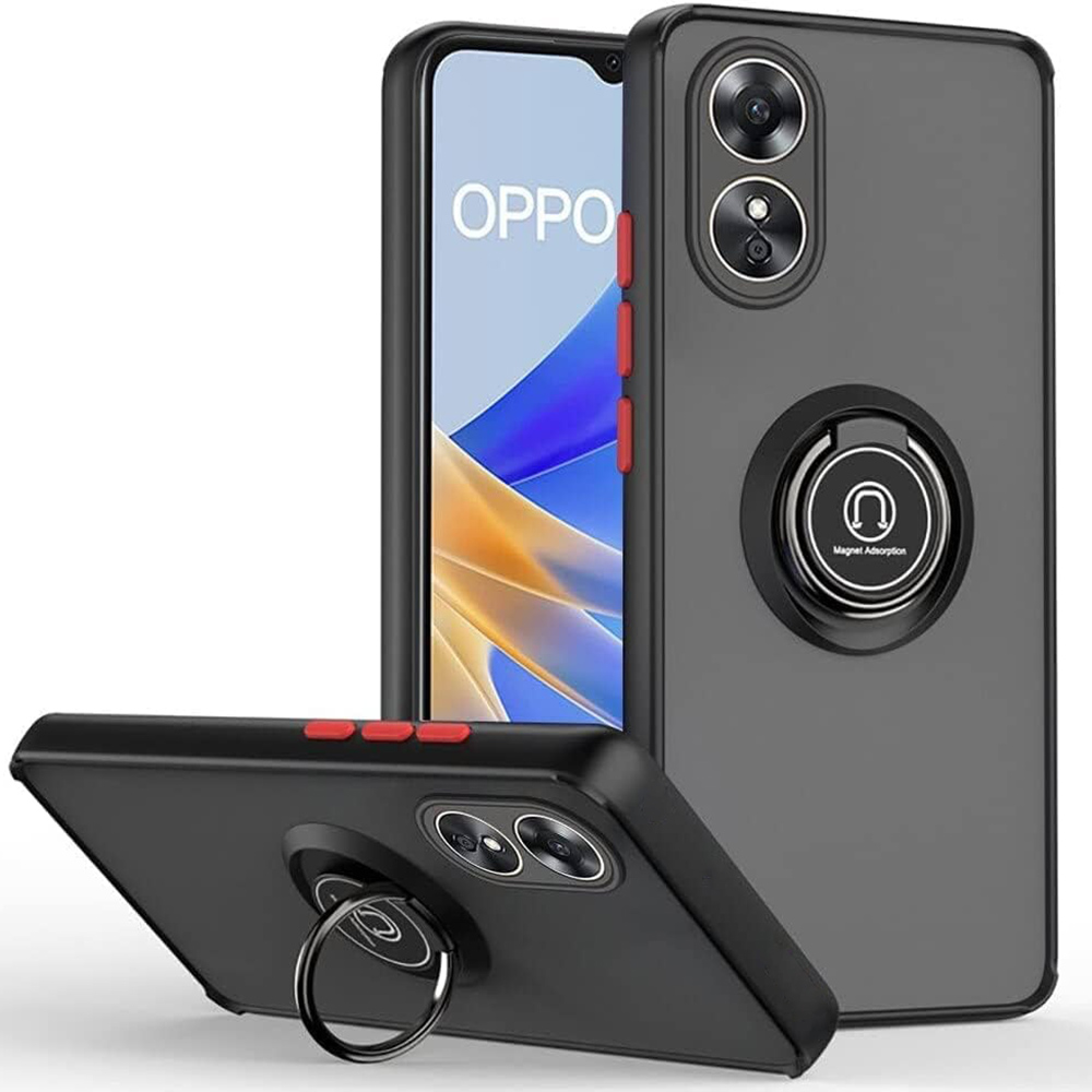 Чохол накладка TPU Color Matte Ring для Oppo A78 4G чорний з червоним