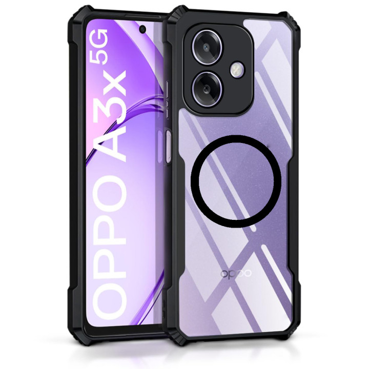 Протиударний чохол - накладка Acryl Armor Ring для Oppo A3X / A3 4G​, Black