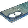 Силиконовый чехол Glitter Case для Oppo Reno11 с металлическим кольцом - зеркалом розовый