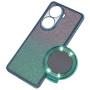 Силиконовый чехол Glitter Case для Oppo Reno11 с металлическим кольцом - зеркалом розовый