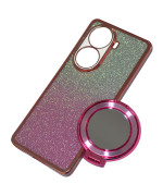 Силиконовый чехол Glitter Case для Oppo Reno11 с металлическим кольцом - зеркалом