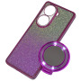 Силиконовый чехол Glitter Case для Oppo Reno11 с металлическим кольцом - зеркалом розовый