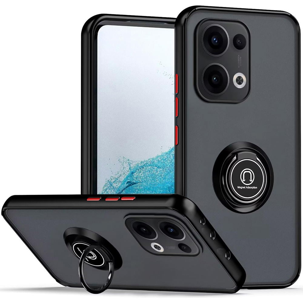 Чохол - накладка TPU Color Matte Ring для Oppo Reno13 чорний з червоним