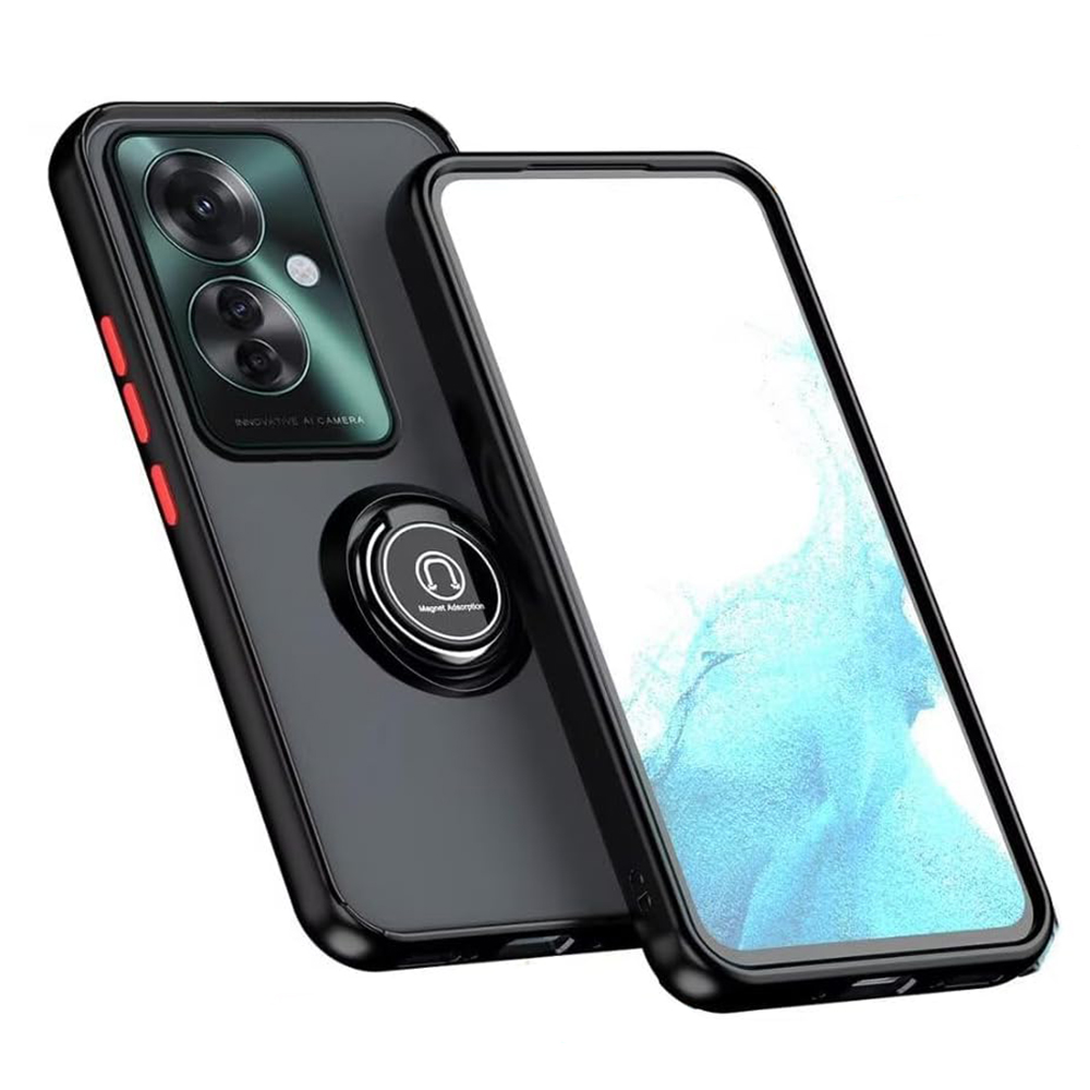Чохол - накладка TPU Color Matte Ring для Oppo Reno11 F чорно-червоний