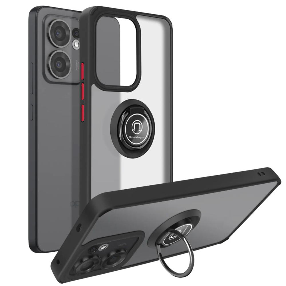 Чохол - накладка TPU Color Matte Ring для Oppo Reno13 F 4G / 5G чорний з червоним