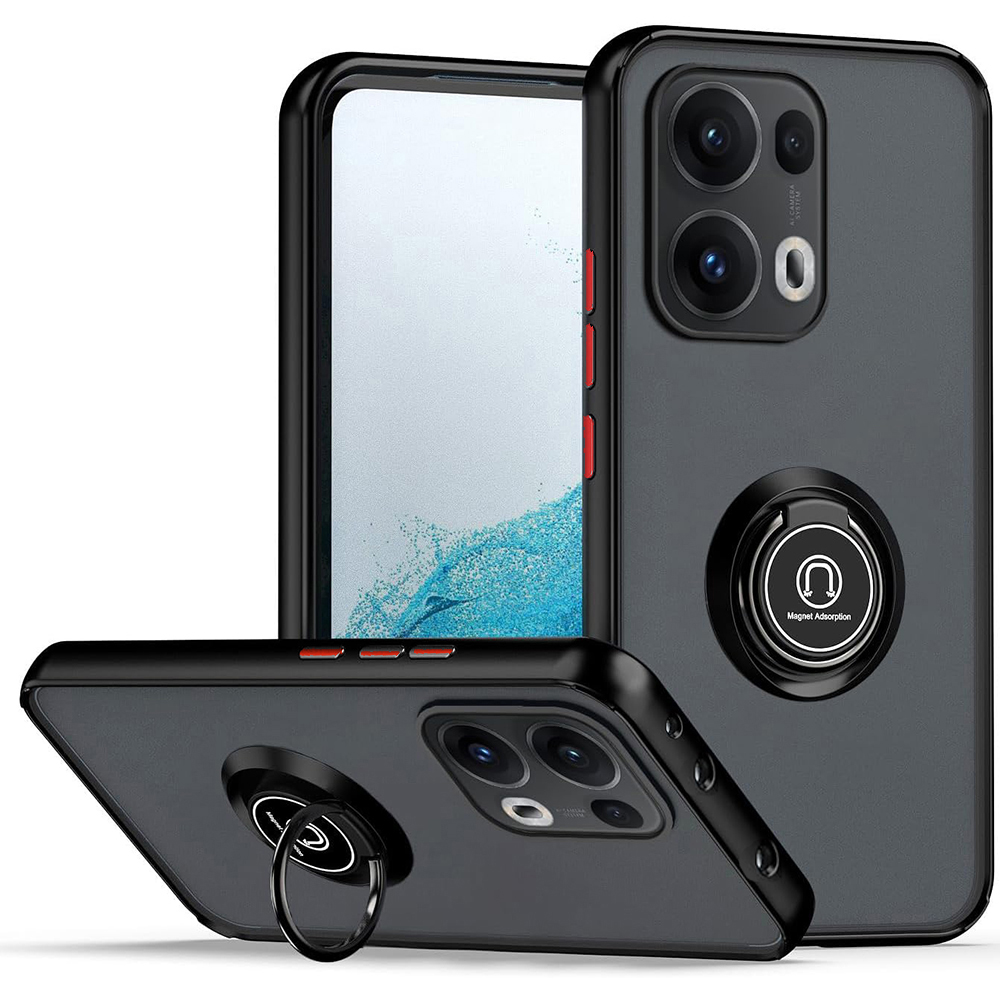 Чохол - накладка TPU Color Matte Ring для Oppo Reno13 Pro чорний з червоним