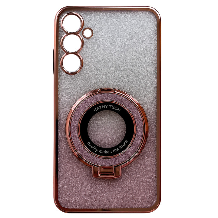 Силиконовый чехол накладка Glitter Case Kathy Tech для Samsung Galaxy A25​ с металлическим кольцом держателем в комплекте