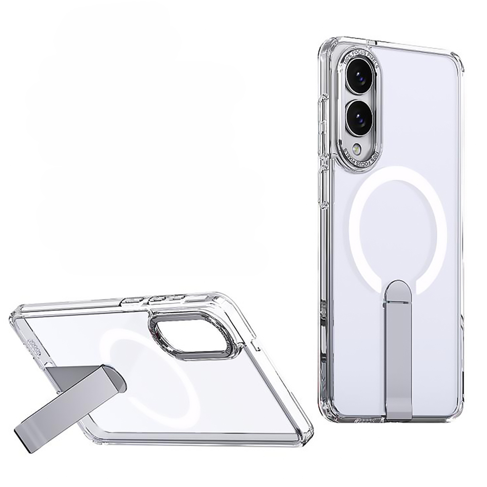 Чехол Color Matte with Metal Stand для Samsung Galaxy S25 Edge с поддержкой беспроводной зарядки и выдвижной подставкой прозрачный